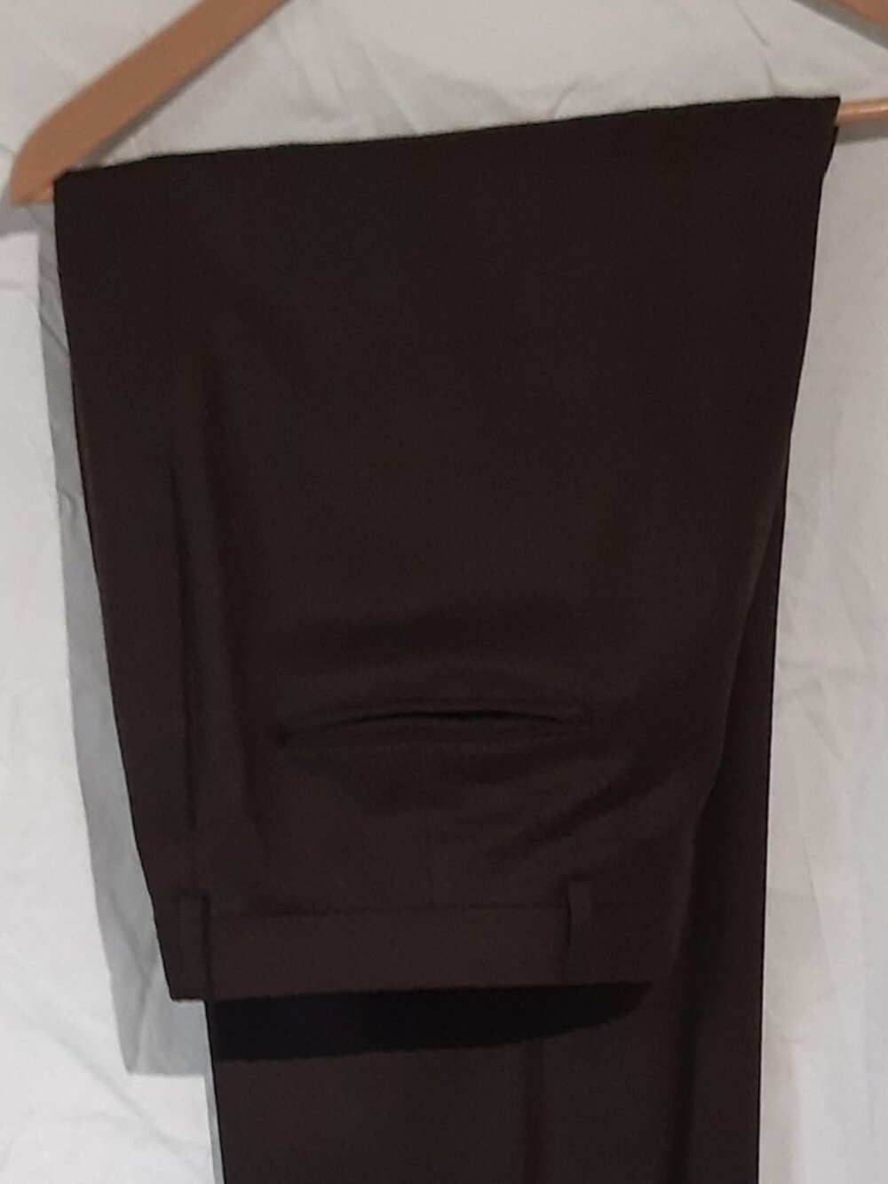 Hart Schaffner Marx Brown Wool Dress Pants, Untailored, 36x36